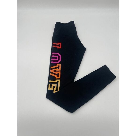 PINK Victoria’s Secret Leggings Neon Logo on Side Sz XS Black - Picture 3 of 7